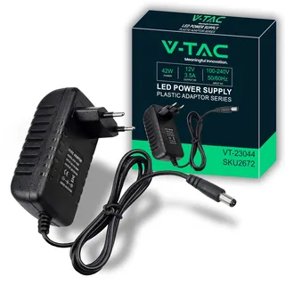 V-TAC Netzteil Adapter 12V 42W 3,5A für Kameras, LED-Streifen, Modem - Transformator 12V - Netzadapter für Bildschirme und Elektronische Geräte - Eingang AC 100-240V - Euro Stecker