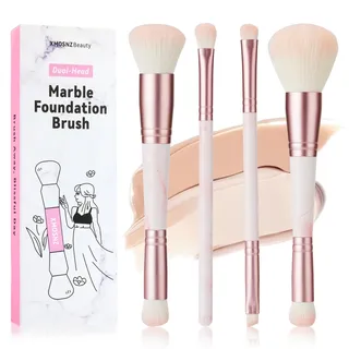Foundation Pinsel Dual Head Contour Bronzing Makeup Pinsel, 2-In-1 Abgewinkelter Flacher Concealer, Creme, Rouge, Make-Up Blush (rosa)