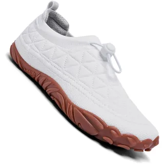 SHULOOK Barfußschuhe Herren Damen rutschfeste Breite Barfussschuhe Atmungsaktive Barfuss Schuhe Wasserschuhe Sneakers (Weiß EU 37) - 37 EU