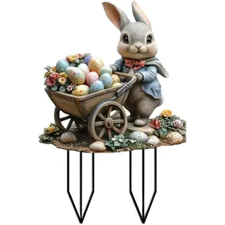 DZAY Osterdeko Outdoor Gartenstecker Osterhasen Garten Hasen Ostern Deko Osterhase,Hasenstatue für Außenbereich für Draußen und Drinnen Gartendeko, Garten Stecker Frühling Deko Ostern Hase (04)