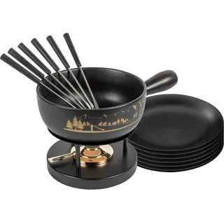 Kuhn Rikon Käsefondue Set Alpenpanorama, Fondue Set, Schwarz