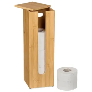 relaxdays Toiletten-Ersatzrollenhalter Toilettenpapier Aufbewahrung aus Bambus braun