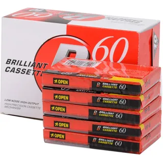 Audio Cassette Empty Cassette Tapes: Recorder CD & DVD Player Cassette 60 Minutes Time Low-Noise Surface Walkman Cassette Pre-Voltage Micro Voice Cassette with Music Radio Pack of (5 Brick) (5)