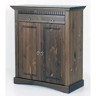 clever-moebel 2trg. Kommode im Landhausstil gelaug, Kiefernholz, Schrank, Sideboard (braun)