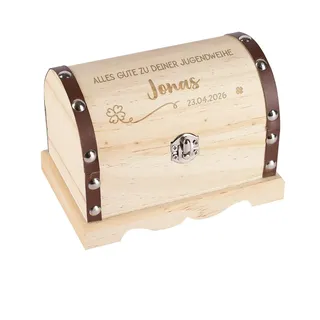 Striefchen® Personalisierte Schatztruhe als Geschenk zur Jugendweihe, perfekte Geldgeschenkverpackung (S)