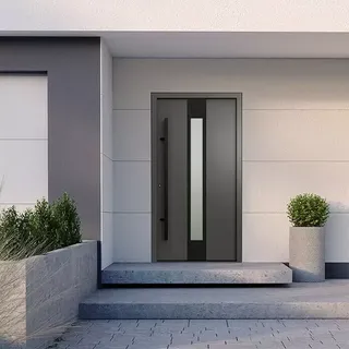 Gerda Haustür Thermo Prime 75 Hanover  (110 cm x 210 mm, DIN Anschlag: Links, Anthrazitgrau, Schwarze Details)