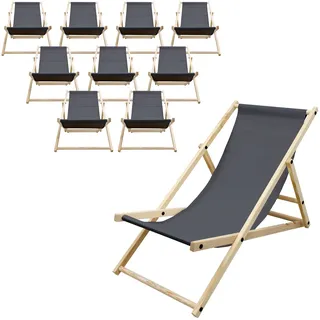 ECD Germany 10er Set Liegestuhl klappbar, Anthrazit