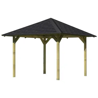 Karibu Pavillon Sevilla Set kdi mit Schindeln Schwarz 265 cm x 265 cm x 290 cm