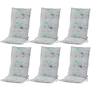 BURI Hochlehnerauflage Hochlehner Gartenstuhlauflagen Sitzkissen Sitzauflage Stuhlauflage, (6 St) grau