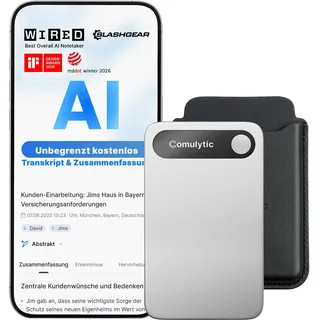 comulytic Note Pro KI Digitales Diktiergerät mit Unbegrenzter Transkription