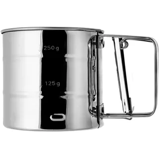 KADAX Mehlsieb, Handsieb aus Edelstahl, für Mehl und Puderzucker, Einhand Bestäubung und Bestreung, zum feinem Bemehlen, sichere, einfache Bedienung, 250g, silber