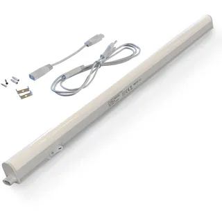 Briloner - LED Leiste mit Ein/Aus-Schalter, neutralweiße Lichtfarbe, inkl. Steckerkabel, Unterbauleuchte Küche, LED Lichtleiste Küche, Schrankbeleuchtung, Küchenlampe, Lampe, 58,5x2,2x3 cm, Weiß