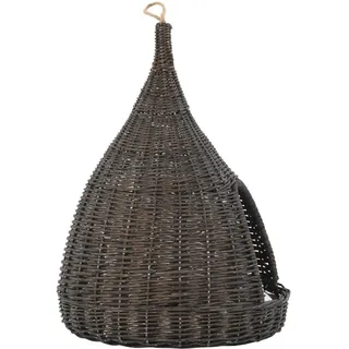 vidaXL Katzenhaus mit Kissen Grau 40x60 cm Naturweide Tipi