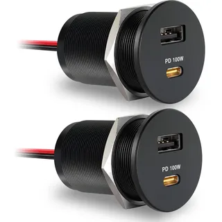 acegoo 12V USB C Steckdose 100W PD & 18W QC, Wohnmobil Auto USB Dose Buchse 12 Volt KFZ Laptop Einbau Ladegerät für Camper Auto Motorrad Boot LKW Wohnwagen, 2 Stück