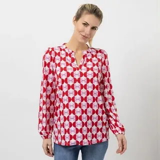 VIA MILANO Shirt, 1/1-Arm Serafino-Ausschnitt elastischer Ärmelsaum leger weit