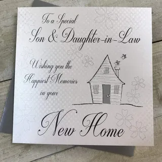White Cotton Cards Handgefertigte Karte zum neuen Zuhause, Sohn und Schwiegertochter – Code Ss252-Sd, Schwarz, 16 x 16 cm