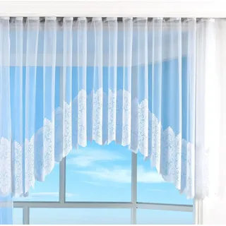 Gardinenbox Bogenstore (1 St), Kräuselband, transparent, Barock Gardine Jacquard Blumenmuster Universalband Faltenband Store 13 600 cm x 145 cm