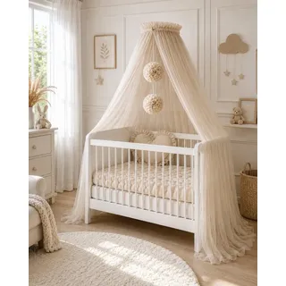 Baby Fancyroom Betthimmel Betthimmel aus 12 Meter Tüll aus 1. Klasse für Kinderbett Gitterbett, Himmel für Babybett Kinderbett beige