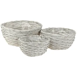 Viana Dekokorb Pflanzkorb Weidenkorb Set Weißgrau Shabby Chic Dekoration 3er grau