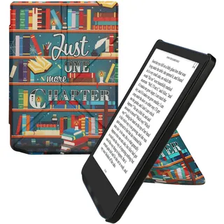 kwmobile Schutzhülle kompatibel mit Pocketbook Verse/Verse Pro/Verse Color/Vivlio Light/Light HD - Hülle Kunstleder - eReader Cover Case - Bibliothek Motto Mehrfarbig