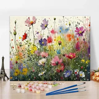 TISHIRON Malen nach Zahlen Erwachsene Kinder Tinte Malerei Stil Blumen Ölgemälde DIY Handgemalt Ölgemälde Kits mit Pinseln für Wandkunst Dekoration Home Haus Deko 16"x20"