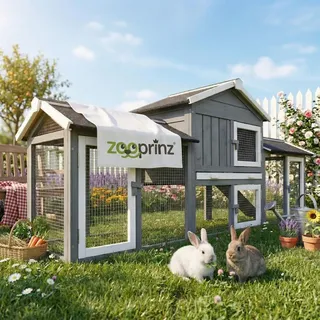 zooprinz Kleintierstall Don Camillo 210 x 85,5 x 54 cm Grau/Weiß