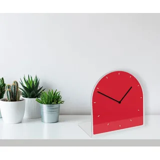 Tischuhr QUEENCE "Helene", rot, Tischuhren, Tischuhr, Tisch, Uhr, modern, geräuschlos