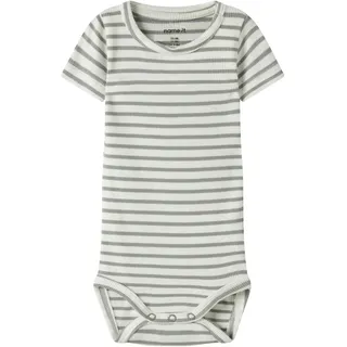 NAME IT Kurzarmbody NAME IT "NBNBANI SS BODY NOOS", Jungen, Gr. 74, N-Gr, shadow, Jersey, Obermaterial: 57% Baumwolle, 38% Modal, 5% Elasthan, gestreift, regular fit normal, Rundhals, Bodys, Baumwollmischung, Jersey Rippqualität