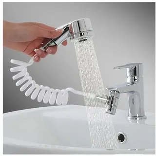 brigros Easy Universal-Handbrause, Handbrause für Waschbecken, Duschkopf, Siphon, Befestigung mit doppelseitigem Klebeband, praktisch und kompakt