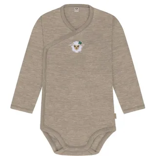normani Outdoor Sports Merino Baby-Body langärmeliger Wickelbody in Beige | Gr.: 86