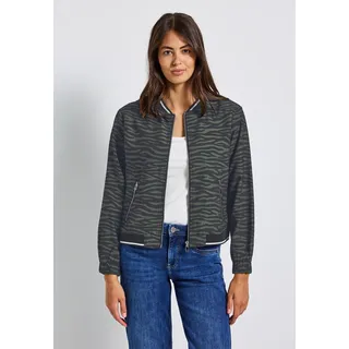 STREET ONE STREET ONE, Damen, Gr. 46, mid grün, Stoff, Obermaterial: 87% Viskose, 13% Polyester; Futter: 100% Polyester, animal-print, normal normal, Rundhals, elastischer Bund, Jacken Blouson, mit Leomuster