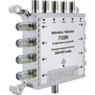 SCHWAIGER 5200 Multischalter 5/8 SAT-Verteiler 8-Teilnehmer SAT-Splitter digital Multiswitch 8-Wege-Verteiler mit externem Netzteil für Quattro/Quad LNB Digital, HDTV, FullHD, 4K, 8K, UHD