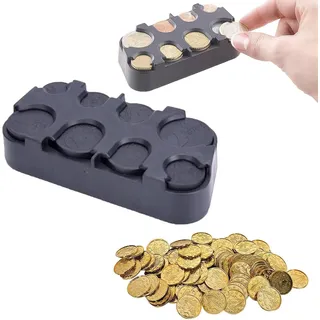 8 Fächer von Münzen Aufbewahrung,Münzspender,Schwarz Münzbox,Münzsammler mit Sch