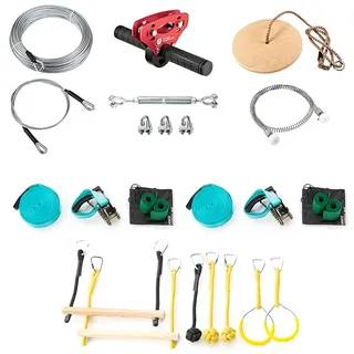 Set Infinity – Seilrutsche Infinity XL 45 m + Ninja/2 Slacklines 15 m + 7 Hindernisse zum Überwinden
