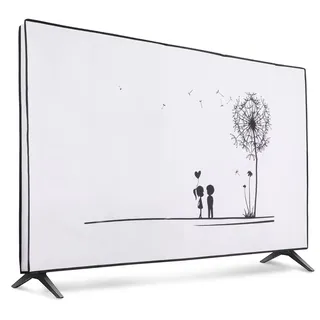 kwmobile 55" TV Abdeckung Indoor - Fernseher Hülle Bildschirmschutz Abdeckung - TV Bildschirm Staubschutzhülle - Fernsehabdeckung - Schwarz Weiß