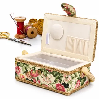 Haushaltskorb Stoff Handwerk handgefertigte Nähkorb Faden Nadel Aufbewahrungsbox Organizer Stoff Art Nr (Gartenrose)
