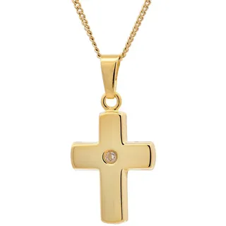 HOPLO Kreuzanhänger Gold Anhänger Kreuz Zirkonia mit Goldkette 333-8 Karat Gold 40 cm, Made in Germany 40 cm Damenkette eng