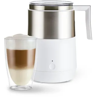 Tchibo Induktions-Milchaufschäumer, ohne Anbrennen, spülmaschinengeeigneter Rührbehälter, warmer und kalter Milchschaum, für Latte Macchiato, Cappuccino und Kakao, Cremeweiß