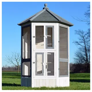 Zooprinz Vogelhaus Vogelvoliere Luise mit oder ohne Auslauf, Bitumenplatten, Beliebig erweiterbar, wetterfestes Kiefernholz Ohne Auslauf