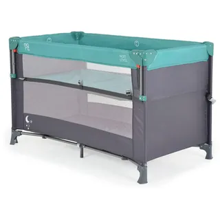 Moni Reisebett, Next Level 2 Ebenen, Matratze, Seite zum klappen, Beistellbett türkis Kunststoff, 60x120 cm, Babymöbel, Babybetten, Reisebetten