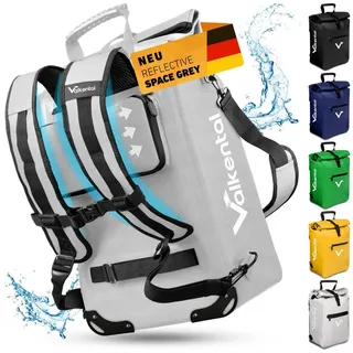 Valkental Fahrradtasche Wasserdichte 3in1 Gepäckträgertasche, Rucksack 23L - ValkOne grau 23 LITER