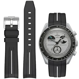 BONACE Armband für Omega x Swatch MoonSwatch/Rolex Uhr 20mm, Weiches Gummi Omega X Swatch Moonswatch Speedmaster Ersatzarmband,Gebogenes nahtloses Moonswatch Swatch Armband für Männer und Frauen