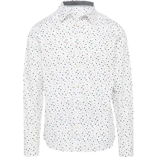 s.Oliver Slim Fit: Gemustertes Popeline-Hemd mit Kentkragen - mehrfarbig|weiß - S