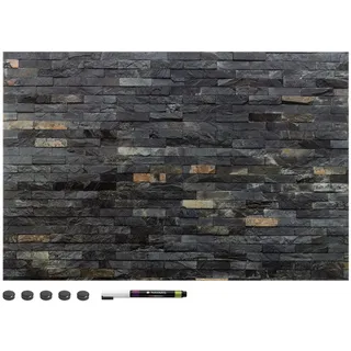Navaris Magnettafel Magnetpinnwand Memoboard zum Beschriften - 60x40 cm Notiztafel div. Designs - Tafel abwaschbar mit Halterung Magneten Stift
