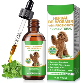 CJXHJY Wurmkur Hund 60ml | mit Probiotika | Natürliche Entwurmungsmittel für Hunde | Wurmtropfen zur Vorbeugung und Bekämpfung von Parasiteninfektionen | Natürliche Formel zur Darmhygiene