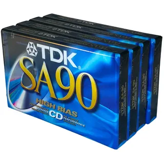 TDK SA 90 High Bias Ultimate CD Performance Blank Audio Kassetten, 4 Stück
