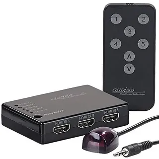 auvisio Verteiler: 5-Fach-HDMI-Umschalter mit Fernbedienung, HDMI 1.4, bis 4K UHD (Hub, Switcher, Kabel Receiver)