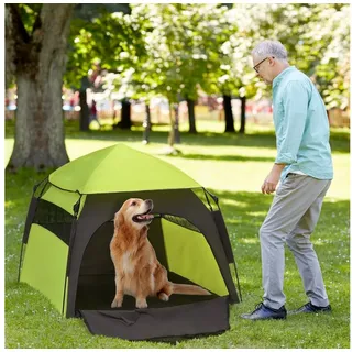 PawHut Haustierzelt Hundezelt 120 cm x 106 cm x 120 cm Grün/Dunkelgrau