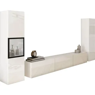 Wohnwand Berlin Weiß/Hochglanz ca.240x130x31cm