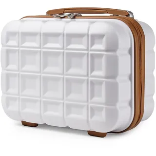 KONO Hartschale Kosmetikkoffer Beautycase Klein Beauty Case Hartschale ABS Handgepäck Gepäck-Sets für Damen und Herren, 30x21x16cm (Kosmetikkoffer, Weiß)